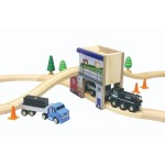 Statie de Marfa - Tunel - Pod cu 2 trasee - Set din lemn Maxim Enterprise Rail Road 